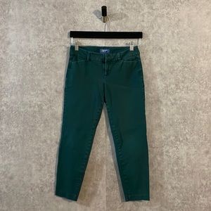 Old Navy Dark Forest Green Mid Rise Pixie Ankle Dress Pant Cropped Jungle